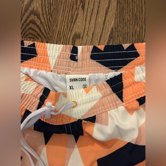 Sovereign Code Swim Trunks Mens Size XL Orange Blue Geometric NWOT - Picture 3 of 5